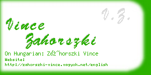 vince zahorszki business card